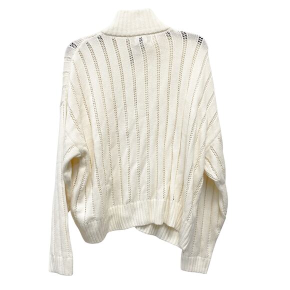 A New Day Women's Mock Turtle Neck Quarter Zip Pullover Sweater Cream Size Small - Picture 3 of 6